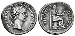 Roman Imperial Tiberius. Denarius. 14-37 AD. Lugdunum. (Ric-30). (Seaby-16a). Anv.: TI CAESAR DIVI AVG F AVGVSTVS, laureate head right. Rev.: PONTIF MAXIM, female figure (Livia?) seated right on chair
