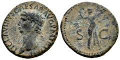 Roman Imperial Claudius. Unit. 41-50 AD. Rome. (Ric-I 100). (Bmcre-149). Anv.: TI CLAVDIVS CAESAR AVG P (M TR P IMP), bare head to left. Rev.: Minerva standing facing, head to right, hurling javelin a