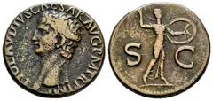 Roman Imperial Claudius. Unit. 41-50 AD. Rome. (Ric-I 100). (Bmcre-149). Anv.: TI CLAVDIVS CAESAR AVG P M TR P IMP, bare head to left. Rev.: Minerva standing facing, head to right, hurling javelin and