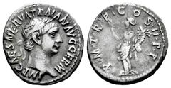 Roman Imperial Trajan. Denarius. 98-99 AD. Rome. (Ric-II 6). (Woytek-57a). (Bmcre-38). Anv.: IMP CAES NERVA TRAIAN AVG GERM, laureate head to right. Rev.: P M TR P COS II P P, Pax standing to left, ho