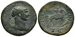 Roman Imperial Trajan. Dupondius. 103-111 AD. Rome. (Ric-II 545). (Woytek-318bC). (Bmcre-903). Anv.: (IMP CAES NER)VAE TRAIANO AVG GER DAC P M TR P COS V P P, radiate head to right, slight drapery ove