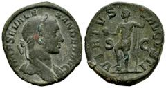 Roman Imperial Severus Alexander. Sestertius. 228-231 AD. Rome. (Ric-IV 627). (Bmcre-650/2). (C-592). Anv.: IMP SEV ALEXANDER AVG, laureate bust to right, slight drapery on far shoulder. Rev.: VIRTVS 