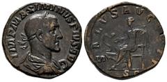 Roman Imperial Maximinus I. Sestertius. 236 AD. Rome. (Ric-IV 64). (C-88). (Bmcre-100). Anv.: IMP MAXIMINVS PIVS AVG, laureate, draped and cuirassed bust to right. Rev.: SALVS AVGVSTI, Salus seated to
