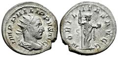 Roman Imperial Philip I. Antoninianus. 244-249 AD. Rome. (Ric-IV 8). (Rsc-98). Anv.: IMP PHILIPPVS AVG, radiate and draped bust to right. Rev.: NOBILITAS AVGG, Nobilitas standing to right, holding sce