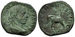 Roman Imperial Philip I. Sestertius. 244-249 AD. Rome. (Ric-IV 167a). (C-18). (Banti-7/8). Anv.: IMP M IVL PHILIPPVS AVG, laureate, draped and cuirassed bust to right. Rev.: AETERNITAS AVGG, elephant 