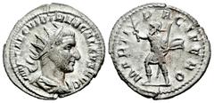 Roman Imperial Trebonianus Gallus. Antoninianus. 251-253 AD. Rome. (Ric-IV 40). (Rsc-71). Anv.: IMP CAE C VIB TREB GALLVS AVG, radiate, draped and cuirassed bust to right. Rev.: MARTI PACIFERO, Mars r