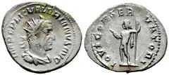 Roman Imperial Valerian I. Antoninianus. 253-254 AD. Rome. (Ric-92). (C-94). Anv.: IMP C P LIC VALERIANVS AVG, radiate, draped bust right . Rev.: IOVI CONSERVARI, Jupiter standing facing, holding scep