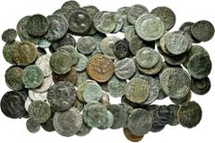 Large Lots Lot of 100 coins from the Roman Empire. Great variety of emperors and mints, with values such as Follis, Centenional, Denarius and some provincial bronze. Interesting lot. Ae/Ag. TO EXAMINE