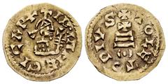 Visigothic Coins Egica (687-702). Tremissis. Toleto (Toledo). (R. Pliego-682 d.1). (Miles-436e). (Cnv-527.5). Anv.: + ID•INMEGICAP+. Rev.: + TOLETOPIVS. Au. 1,28 g. Scarce. Choice VF. Est...1500,00. S