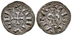 Medieval Coins Kingdom of Castille and Leon. Alfonso VII (1126-1157). Dinero. Leon. (Bautista-148 var). (Imperatrix-A7:27.1). Anv.: + ANFVS REX. templar cross. Rev.: + LEO CIVITAS. Fleur-de-lis or lil