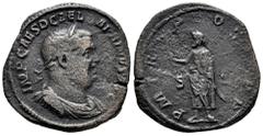 Roman Imperial Balbinus. Sestertius. 238 d.C. Rome. (Ric-IV 16). (Bmcre-28). (Banti-7). Anv.: IMP CAES D CAEL BALBINVS AVG, laureate, draped and cuirassed bust right. Rev.: P M TR P COS II P P, empero