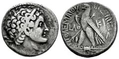 Greek Coins Ptolemaic Kings of Egypt. Ptolemy VIII Euergetes II. Tetradrachm. Dated year 39 = 131 BC. Kition. (Svoronos-1598). Anv.: Diademed head of Ptolemy I right. Rev.: Eagle standing left on thun