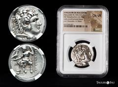 Greek Coins Kingdom of Macedon. Alexander III, "The Great". Tetradrachm. 336-323 BC. Arados, struck under Ptolemy I as satrap. (Price-3426). Anv.: Head of Herakles to right, wearing lion skin headdres