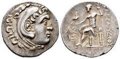 Greek Coins Kingdom of Macedon. Alexander III, "The Great". Tetradrachm. 195-194 BC. Aspendos. (Price-2897). Anv.: Head of Herakles right covered with lion's skin. Rev.: Zeus seated left with sceptre 