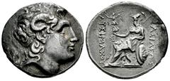 Greek Coins Kingdom of Thrace. Lysimachos. Tetradrachm. Early-mid 3rd century BC. Uncertain mint. (Müller-430 var). Anv.: Diademed head of the deified Alexander to right, with horn of Ammon. Rev.: Ath