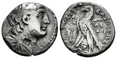 Greek Coins Seleukid Kingdom. Demetrios II Nikator. Didrachm. SE 184 = 129/8 BC. Tyre. Second reign. (SC-2196.2b). (Hgc-9, 1125). (DCA-232). Anv.: Diademed and draped to bust right. Rev.: ΒΑΣΙΛΕΩΣ ΔΗΜ