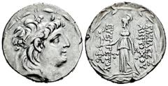 Greek Coins Cappadocian Kingdom. Ariarathes VII Philometor. Tetradrachm. 107/6-104/3 BC. Mint A (Eusebia-Mazaka). In the name and types of Antiochos VII of Syria. (SC-2150.1). (Hgc-9,1069). Anv.: Diad