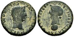Celtiberian Coins Colonia Romula. Time of Tiberius. Dupondius. 14-36 AD. Sevilla. (Abh-2014). (Acip-3360). Anv.: PERM. DIVI. AVG. COL. ROM. around radiate head of Augustus right, sheaf of rays before.