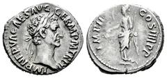 Roman Imperial Nerva. Denarius. 98 AD. Rome. (Ric-42). (Rsc-86). Anv.: IMP NERVA CAES AVG GERM PM TR P II, laureate head right. Rev.: IMP II COS IIII P P, Fortuna standing left, holding rudder and cor