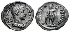 Roman Imperial Severus Alexander. Denarius. 222-235 AD. Rome. (Ric-107). Anv.: IMP SEV ALEXAN AVG. Laureate, draped and cuirassed bust right. Rev.: P M TR P X COS III P P. Mars standing left, holding 
