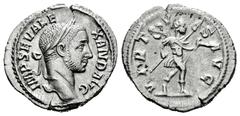 Roman Imperial Severus Alexander. Denarius. 228 AD. Rome. (Ric-225). (Seaby-585). Rev.: VIRTVS AVG. Emperor walking to right, carrying spear and trophy. Ag. 2,93 g. Choice VF. Est...80,00. Spanish des