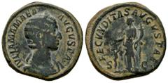 Roman Imperial Julia Mamaea. Sestertius. 222-235 AD. Rome. (Ric-IV 668). (Bmcre-920). Anv.: IVLIA MAMAEA AVGVSTA, diademed and draped bust to right. Rev.: FECVNDITAS AVGVSTAE, Fecunditas standing to l