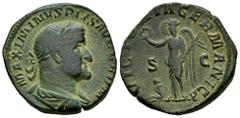 Roman Imperial Maximinus I. Sestertius. 236-238 AD. Rome. (Ric-IV 90). (Bmcre-191). (C-109). Anv.: MAXIMINVS PIVS AVG GERM, laureate, draped and cuirassed bust to right. Rev.: VICTORIA GERMANICA, Vict