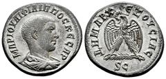 Roman Imperial Philip II. Seleucis and Pieria. Tetradrachm. 244 AD. Antioch. (Prieur-332). (McAlee-1008 var). (RPC-VIII 29197). Anv.: MAP IOYΛI ΦIΛIΠΠOC KЄCAP, bare-headed, draped and cuirassed bust t