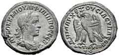 Roman Imperial Philip II. Seleucis and Pieria. Tetradrachm. 248-249 AD. Antioch. (Prieur-474). (McAlee-1042). Anv.: AYTOK K M IOYΛI ΦIΛIΠΠOC CЄB, laureate, draped and cuirassed bust to right. Rev.: ΔH