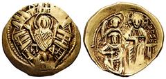 Byzantine Empire Michael VIII Ducas Angelus Comnenus Palaeologus. Hyperpyron. 1261-1282 AD. Constantinople. (Sear-2242). Anv.: Half-length figure of the Theotokos, orans, within city walls with five t