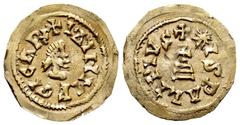 Visigothic Coins Egica (687-702). Tremissis. Ispali (Sevilla). (R. Pliego-696). (Cnv-216*). (Miles-442a). Anv.: + I▾Δ▾INMEGICAP+. Rev.: +✴ISPALIS PIVS. Au. 1,33 g. Unusual star at the beginning of the
