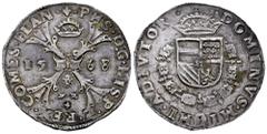 Philip II (1556-1598) Philip II (1556-1598). 1 escudo of Burgundy. 1568. Bruges. (Tauler-1285). (Vti-1315). (Vanhoudt-290.BG, Plate coin). Ag. 29,13 g. The upper trace of the 8 of the date, straight. 