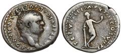 Ancient Coins Titus (79-81 AD) Denar - rareObverse: IMP TITVS CAES VESPASIAN AVG P MLaureate head right. Reverse: TR P VIIII IMP XIIII COS VII P PVenus standing right, nude to below the hips, leaning 