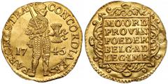 NETHERLAND'S GOLD | THE GRAIN COLLECTION Netherlands, Ducat 1745 - UtrechtNew knight type on the ducat, no legend letters between the feet. Punctuation error – additional dot stamped in the word PAR o