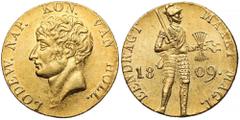 NETHERLAND'S GOLD | THE GRAIN COLLECTION Netherlands, Ducat 1809 - Kingdom of Holland, UtrechtThis is the only Netherlands type ducat with a knight on the reverse side, an obligatory item in a typolog