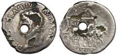 Ancient coins Claudius (41-54 AD) Denarius Subaeratus - struck during reign of NeroObverse: DIVVS CLAVDIVS AVGVSTVS.Laureate head left.Reverse: EX SCOrnamental slow quadriga right, surmounted by four 