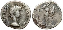 Ancient coins Galba (68-69 AD) Denarius Subaeratus - Not in RICObverse: SER GALBA IMPERATOR Laureate and draped bust right.Reverse: VICTORIAVictoria standing right, holding shield on column. Silvered 