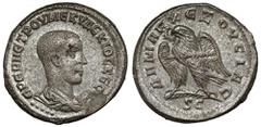 Ancient coins Herennius Etruscus (251 AD) Tetradrachm, AntiochObverse: ΕΡΕΝΝΕ ΤΡΟΥ ΜΕ ΚΥ ΔΕΚΙΟC ΚΕCΑΡ / •••••Bareheaded and draped bust right, seen from behind. Reverse: ΔΗΜΑΡΞ ЄΧΟΥCΙΑC / S-CEagle sta