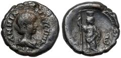 Ancient coins Annia Faustina (221 AD) Tetradrachma, Alexandria - very rareTrzecia żona cesarza Elagabala, bardzo rzadka moneta. Awers: Popiersie cesarzowej, w prawo, w otoku legenda ANNIA ΦAΥCTINA CEB