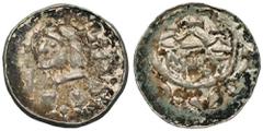 Medieval Poland Władysław I Herman, Denar KrakówŁadny denar. W komplecie karteczka ze starego zbioru. Awers: popiersie zwrócone w lewo, w otoku imię władcy. Rewers: budowla z trzema wieżami zwieńczony