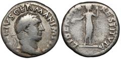 Ancient coins Vitellius (69 AD) Denarius - rareObverse: A VITELLIVS GERM IMP AVG TR PLaureate head right.Reverse: LIBERTAS RESTITVTALibertas standing facing, head right, holding pileus and long rod.Si