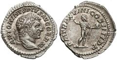 ANCIENT COINS Roman Empire, Karakalla (198-217) Denar - Sol Roman Empire, Karakalla (198-217) Denar - Sol, Denar z roku 216.Awers: popiersie w wieńcu laurowym w prawoANTONINVS PIVS AVG GERM.Rewers: st