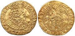 COINS POLAND Jan II Kazimierz, Dukat Toruń 1655 HI-L Ślady miejscowego skrobania w tle, przed twarzą króla, oraz na jego policzku. Naszym zdaniem mogą to być zabiegi przeprowadzone jeszcze w epoce, ce