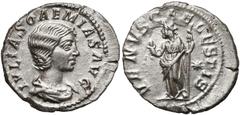 ANCIENT COINS Julia Soemia, Denar Rzym - Wenus - rzadki Rzadka i ładna moneta wybita przez Elagabala dla jego matki.Awers: popiersie w draperii, w prawo, w otoku legendaIVLIA SOAEMIAS AVG.Rewers: Wenu