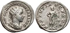 ANCIENT COINS Gordian III, Antoninian Rzym - Herkules Awers: popiersie cesarza w zbroi, paludamentum i koronie promienistej w prawo, w otoku legendaIMP GORDIANVS PIVS FEL AVG.Rewers: Herkules stojący 