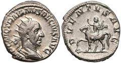 Ancient coins / Antike Münzen; Roman EmpireRoman Empire, Traianus Decius, Denarius, Roma Trajan Decjusz, Denar, Rzym (250 r.) - Adventvs Awers: popiersie cesarza w prawo, w koronie promienistej, zbroi
