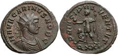 Ancient coins / Antike Münzen; Roman Empire; Karinus 283-285Roman Empire, Carinus, Antoninianus, Ticinum Karinus, Antoninian, Ticinum - PRINCIPI IVVENTVT Awers: popiersie cesarza w koronie promieniste