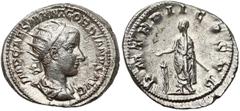 ANCIENT COINS ROMAN EMPIRE Gordian III, Antoninian Rzym (239) - Cesarz Piękny połysk. Awers: popiersie w koronie promienistej, w prawo. W otoku: IMP CAES M ANT GORDIANVS AVG.Rewers: cesarz w todze, st
