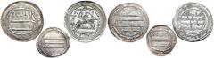 Abbasid / Umayyad Caliphate, Dirham - set (3pcs) Abbasydzi / Umajjadzi, Dirhemy - zestaw (3szt) Abbasiden / Umayyaden, Dirham - 3 Stücke Jeden ukruszony, z pęknięciem krążka, bez dźwięku. Pozostałe do
