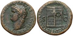 Ancient coins Nero (AD 54-68), AE Sestertius, Rome mint, struck AD 66. Neron (54-68), Sesterc - zakończenie wojen Slight scratches on obverse. Obverse: IMP NERO CLAVD CAESAR AVG GER IM TR P P P, Laure